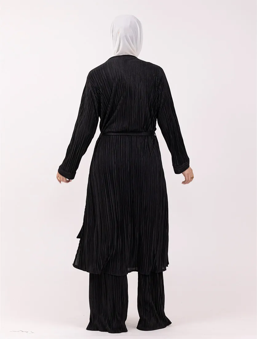 Black Long Plisse Co Ord